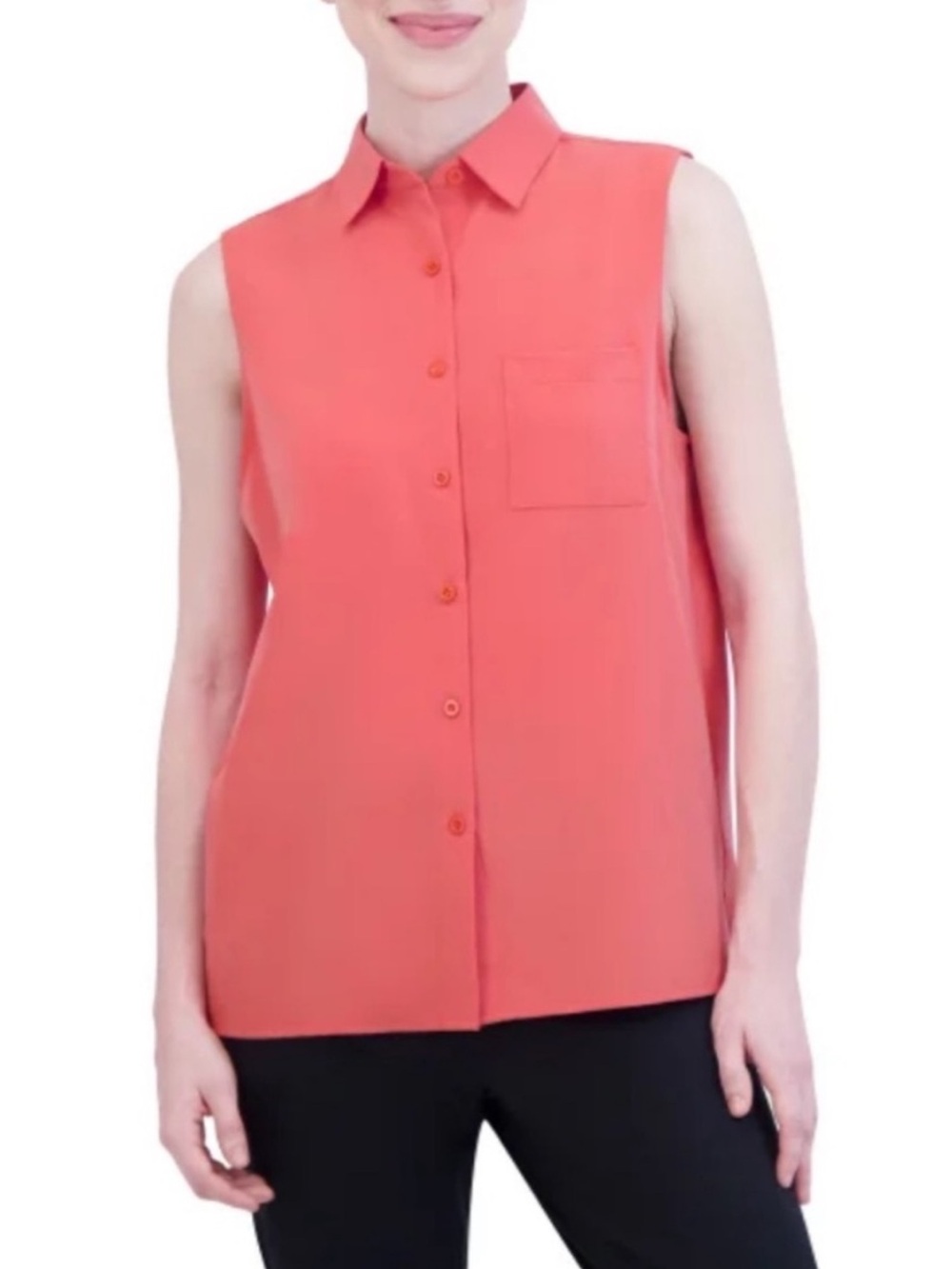 NWT Gaiam Sleeveless Button Down Shirt Pink/Coral Size XS